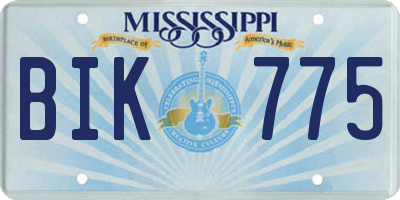 MS license plate BIK775