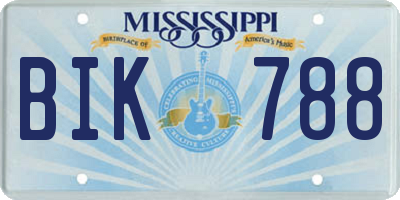 MS license plate BIK788