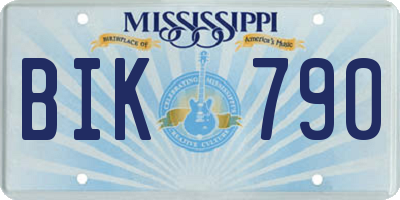 MS license plate BIK790