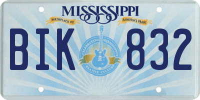 MS license plate BIK832