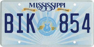 MS license plate BIK854