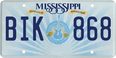 MS license plate BIK868
