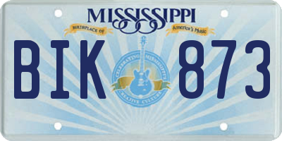 MS license plate BIK873