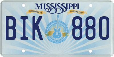 MS license plate BIK880