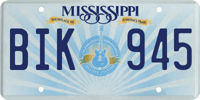 MS license plate BIK945