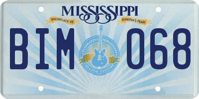 MS license plate BIM068