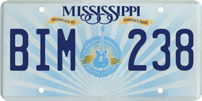MS license plate BIM238
