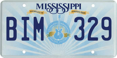 MS license plate BIM329