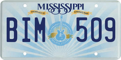 MS license plate BIM509