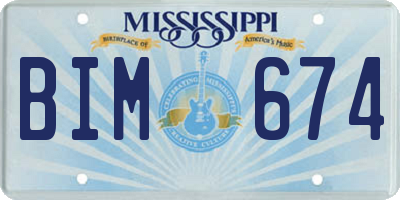 MS license plate BIM674