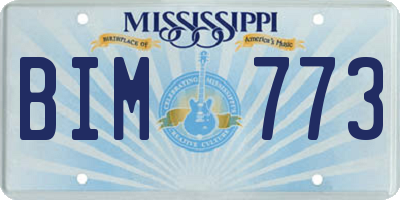 MS license plate BIM773