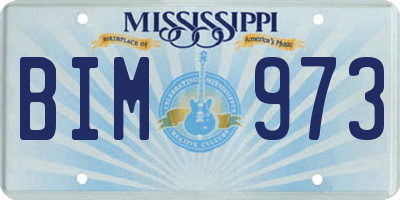 MS license plate BIM973