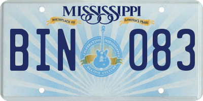 MS license plate BIN083