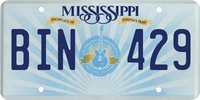 MS license plate BIN429