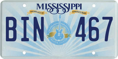 MS license plate BIN467