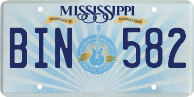MS license plate BIN582