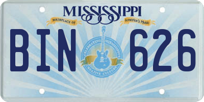 MS license plate BIN626