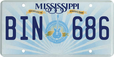 MS license plate BIN686