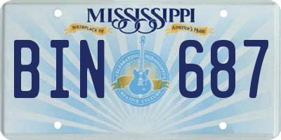 MS license plate BIN687