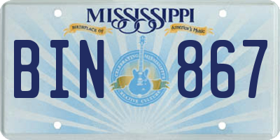 MS license plate BIN867