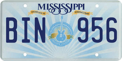 MS license plate BIN956