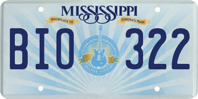 MS license plate BIO322