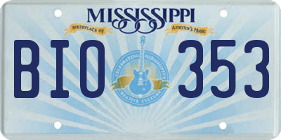 MS license plate BIO353