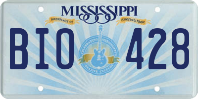 MS license plate BIO428