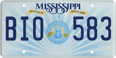 MS license plate BIO583
