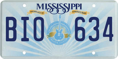 MS license plate BIO634