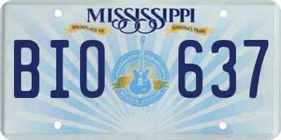 MS license plate BIO637
