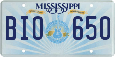 MS license plate BIO650