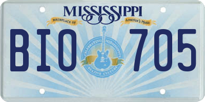 MS license plate BIO705