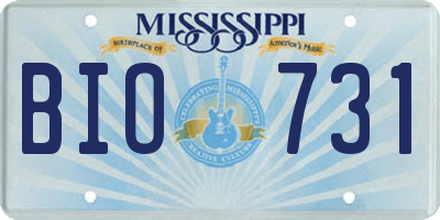 MS license plate BIO731