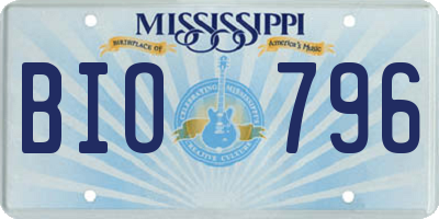 MS license plate BIO796