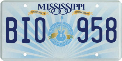MS license plate BIO958