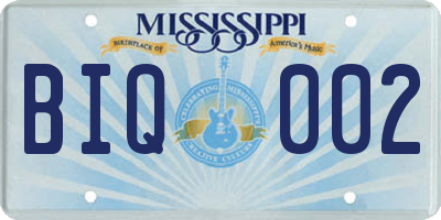 MS license plate BIQ002