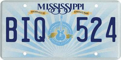 MS license plate BIQ524
