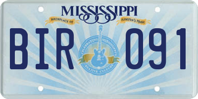 MS license plate BIR091