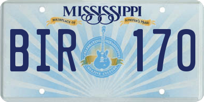 MS license plate BIR170