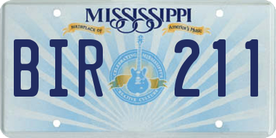 MS license plate BIR211
