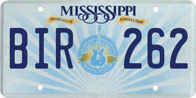MS license plate BIR262