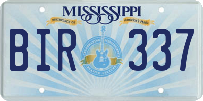 MS license plate BIR337