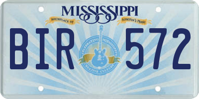 MS license plate BIR572