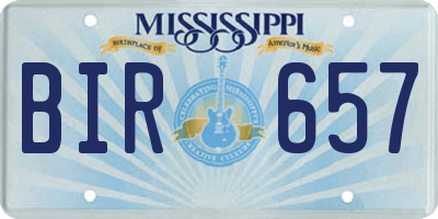 MS license plate BIR657