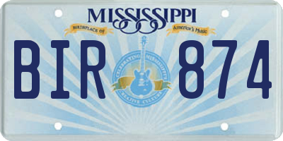 MS license plate BIR874
