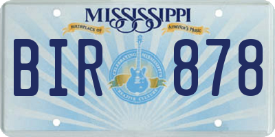 MS license plate BIR878
