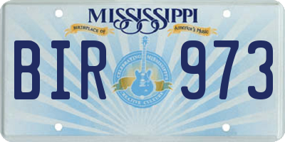 MS license plate BIR973