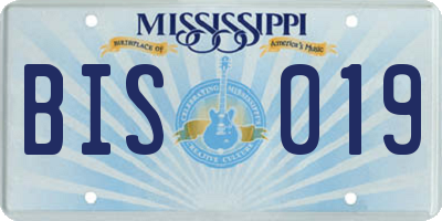 MS license plate BIS019