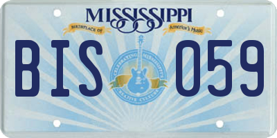 MS license plate BIS059